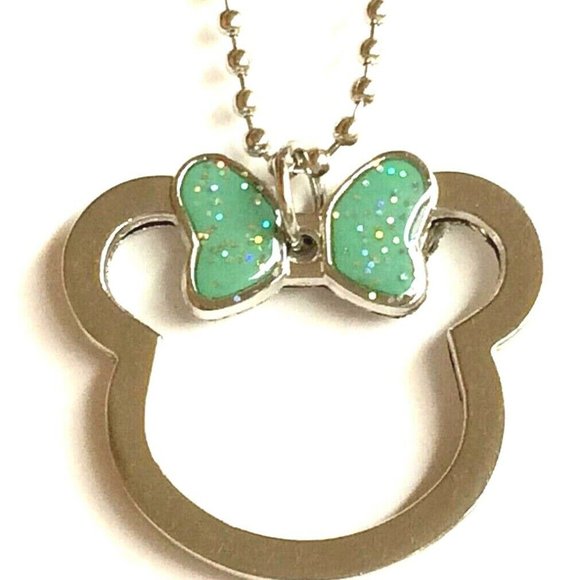 Silver Minnie Mouse necklace.  Great whimsical styling. Adjustable from 15-24 in - Picture 1 of 10